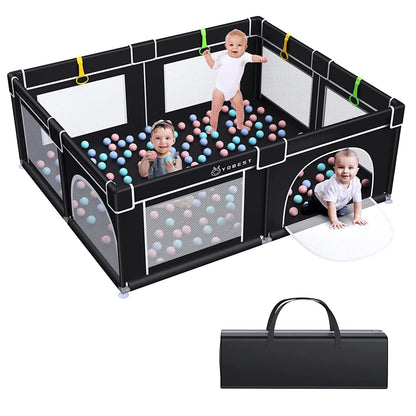 YOBEST Baby Playpen 71"x59" Small Infant Playard with Gates Sturdy Safety Playpen with Soft Breathable Mesh Indoor & Outdoor Toddler Play Pen Activity Center for Babies Kids Toddlers