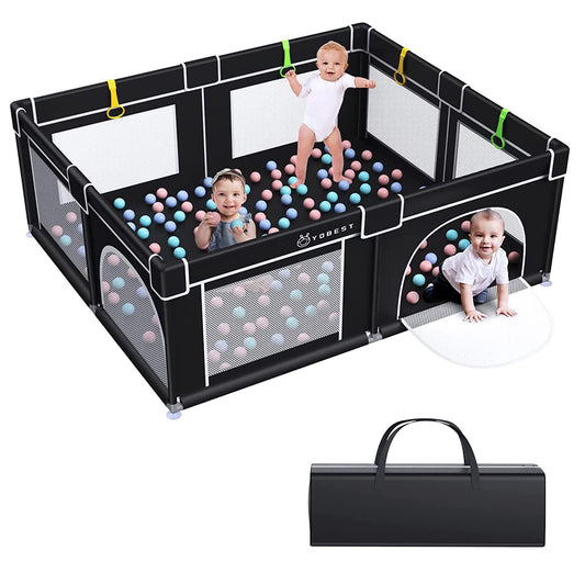 YOBEST Baby Playpen 71"x59" Small Infant Playard with Gates Sturdy Safety Playpen with Soft Breathable Mesh Indoor & Outdoor Toddler Play Pen Activity Center for Babies Kids Toddlers
