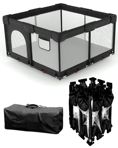 FlexiNest XL Baby Playpen with Thick Mat - Black