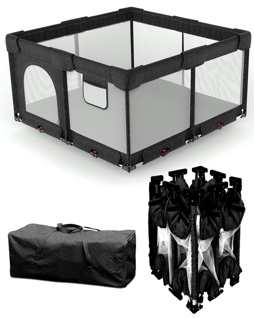 FlexiNest XL Baby Playpen with Thick Mat - Black
